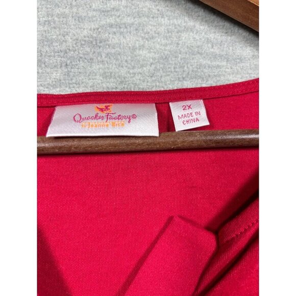 Quacker Factory Womens Red Top Rhinestone Angel Size 2X Christmas - Picture 3 of 5